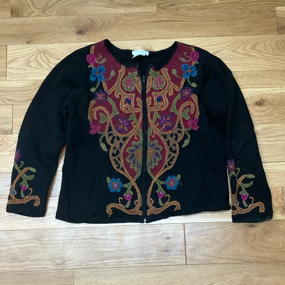 Retro Coldwater Creek Black zip cardigan XL